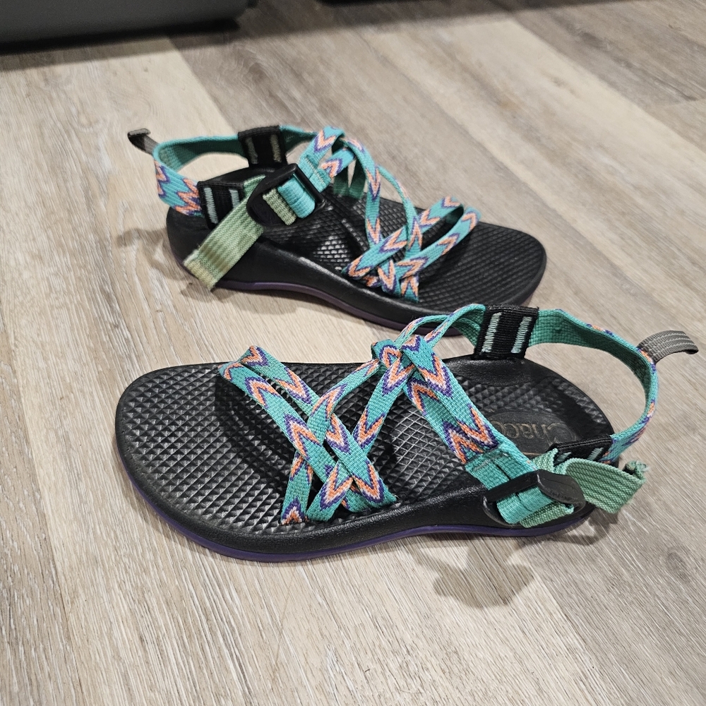 Teal Coral And Purple Chacos - Picture 2 of 11